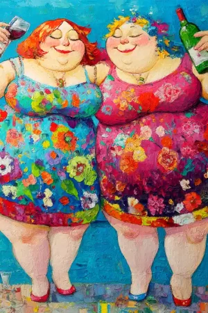 Aanbieding Dikke dames schilderij